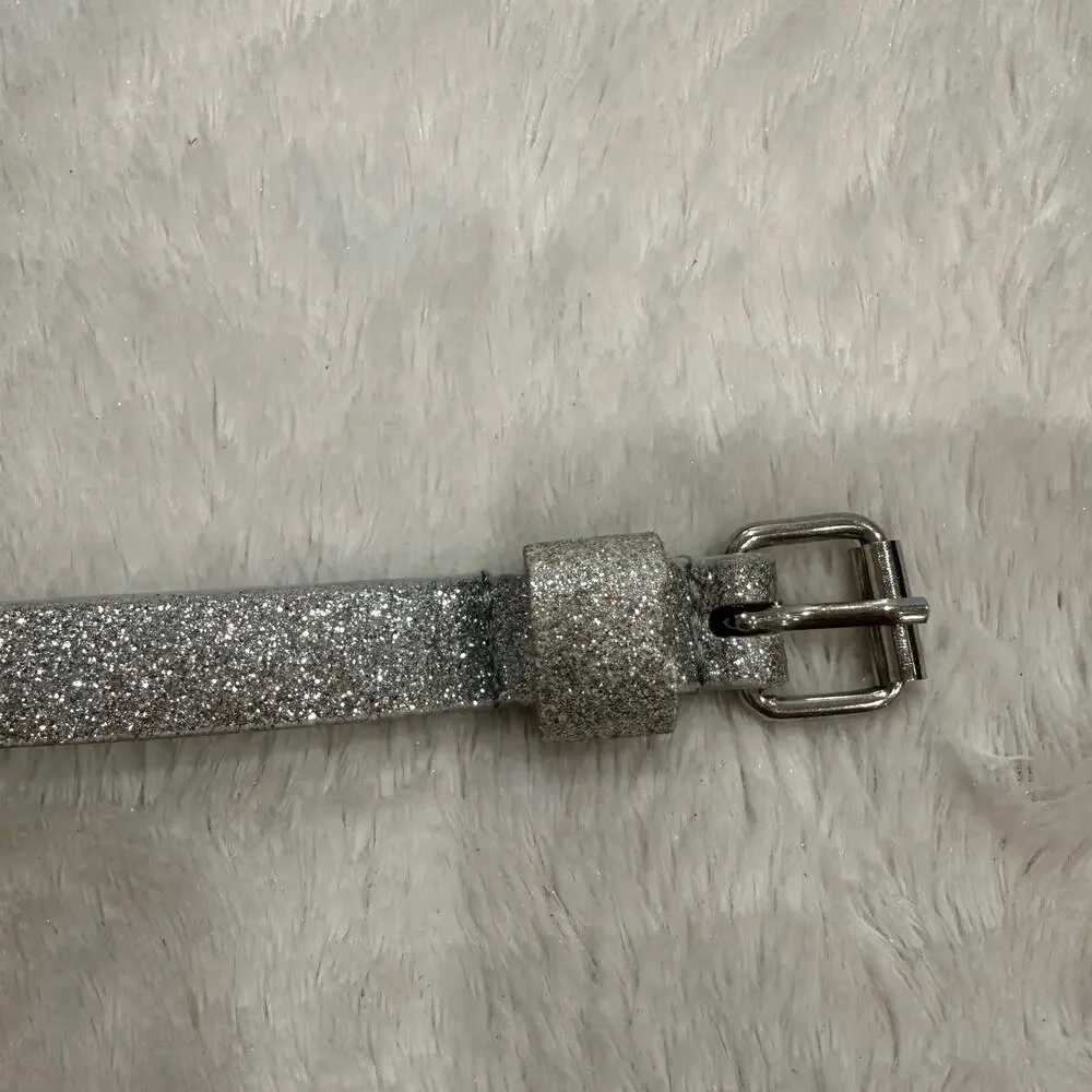 Justice Silver Glitter Belt sz M